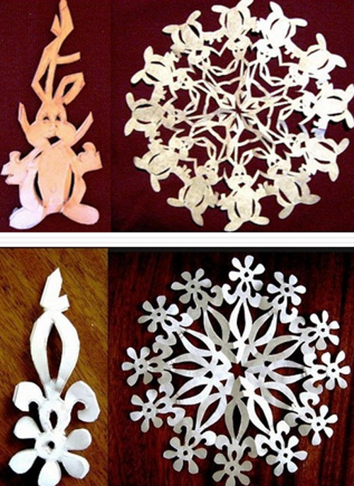 How to cut snowflakes with Christmas decorations according to the kirigami art of Japan Picture 7