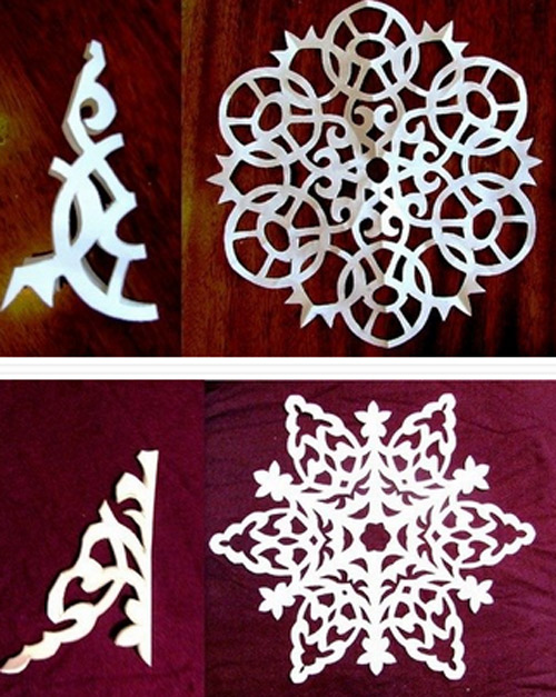 How to cut snowflakes with Christmas decorations according to the kirigami art of Japan Picture 8