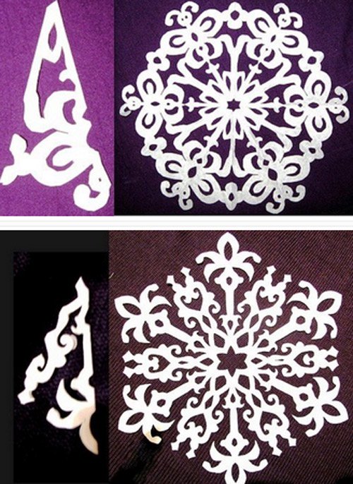 How to cut snowflakes with Christmas decorations according to the kirigami art of Japan Picture 9