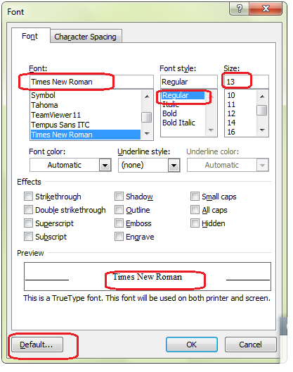 How to default the font in the word Picture 5