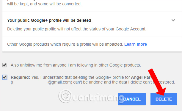 How to delete a Google+ account still keeps Gmail account Picture 4