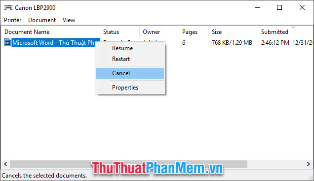 How to delete and cancel the print job immediately Picture 6