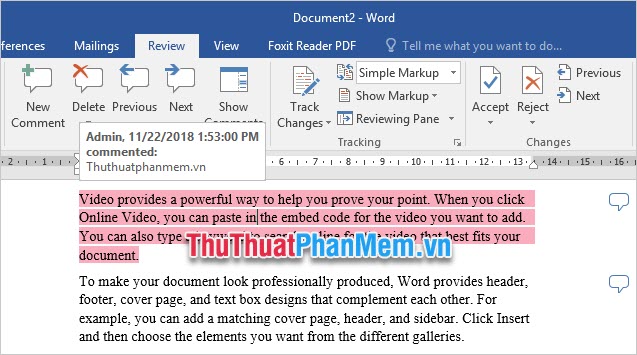 How to delete Comments in Word Picture 10