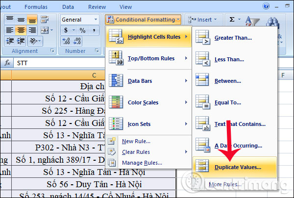 How to delete data, duplicate content in Excel Picture 6