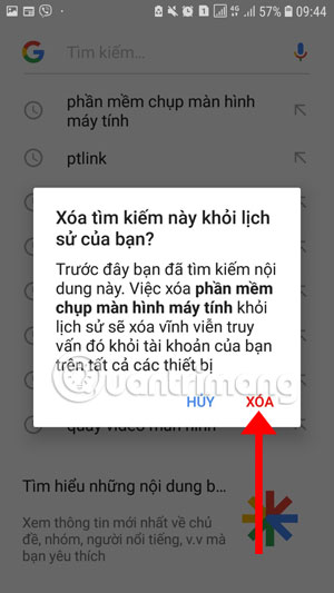 How to delete Google application history on the phone Picture 10