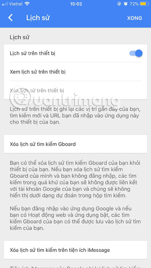 How to delete Google application history on the phone Picture 7