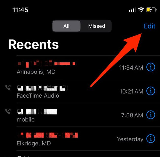 how.to delete call history specific time in iphone