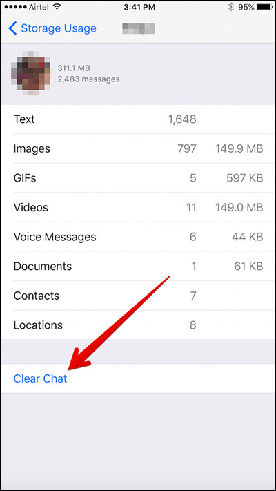 How to delete multimedia files in WhatsApp chat history on iPhone Picture 4