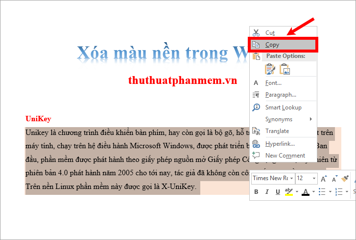 How to delete the background color in Word