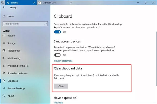 How to delete the clipboard on Windows 10 Picture 2