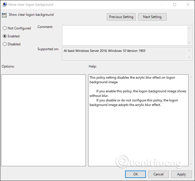 How to disable background log blurring on Windows 10 Picture 11