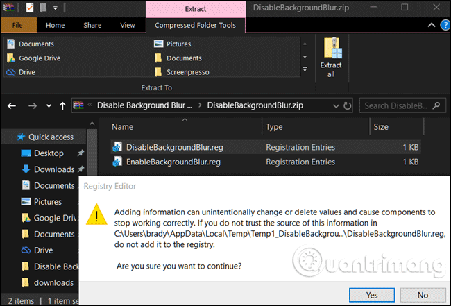 How to disable background log blurring on Windows 10 Picture 8