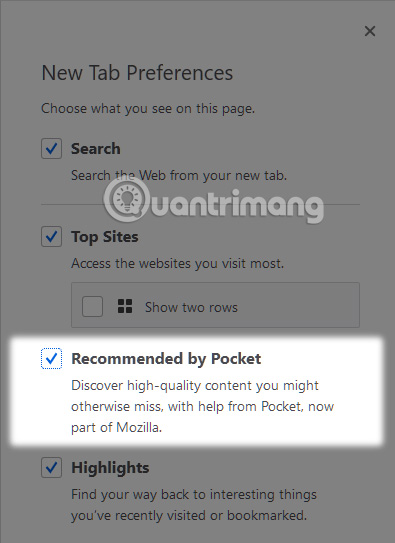 How to disable Pocket in Firefox on desktop and mobile phones Picture 4
