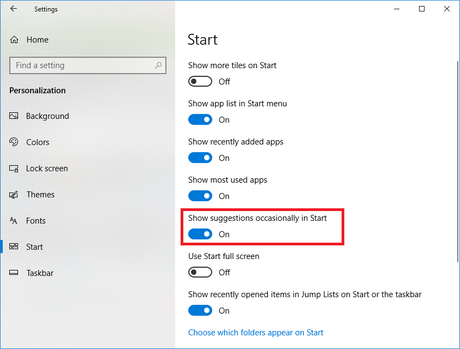 windows 10 remove suggested apps