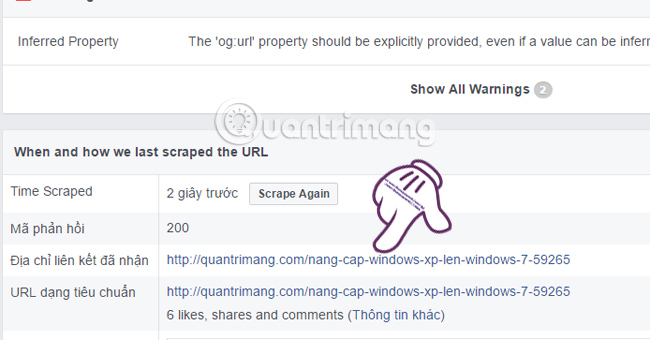 How to display links and thumbnails when sharing articles on Facebook Picture 5