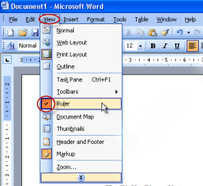 ruler in microsoft word 2010