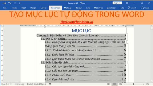 How to do automatic table of contents in Word 2013, 2016 Picture 1