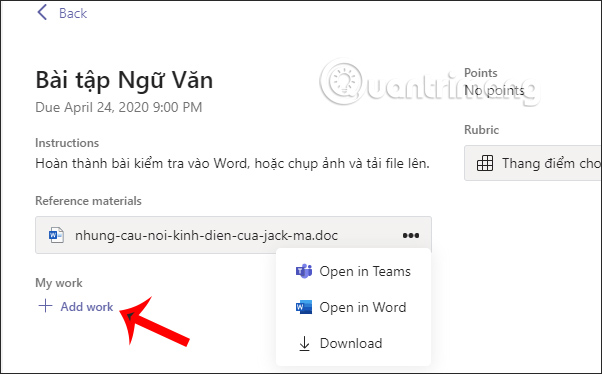 How to do homework on Microsoft Teams for students Picture 4