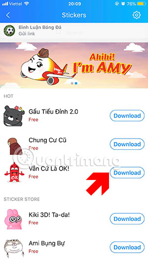 How to download and use BCS sticker OK on Zalo Picture 2