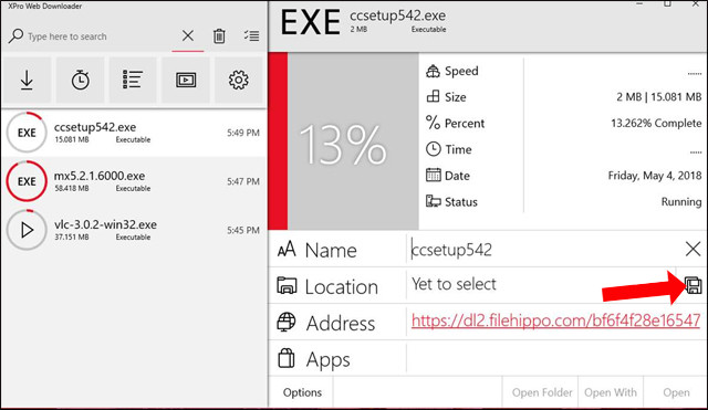 How to download files on Windows 10 using Xpro Web Downloader Picture 4