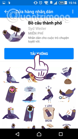 How to download sticker Funny purple bird on Facebook Picture 9