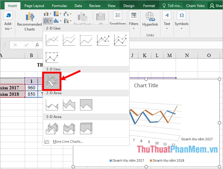 How to draw a line chart in Excel Picture 10