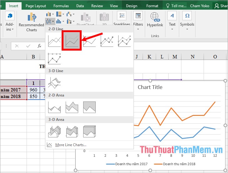 How to draw a line chart in Excel Picture 6