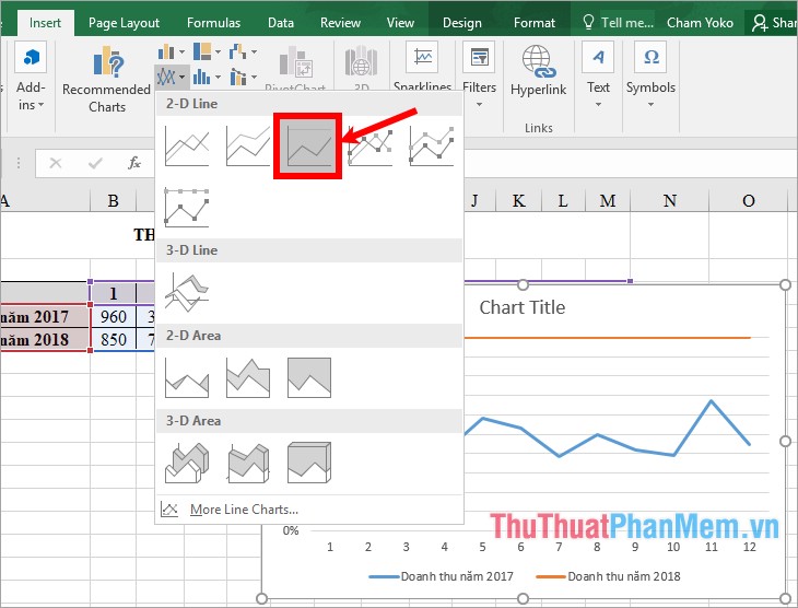 How to draw a line chart in Excel Picture 8