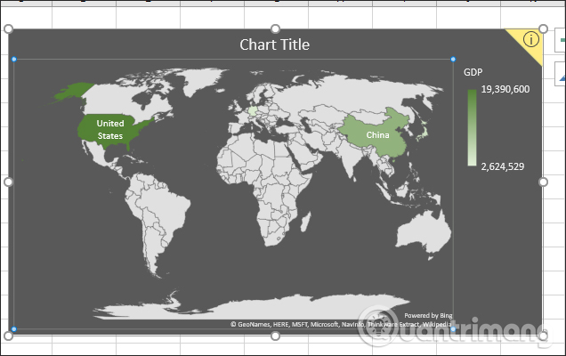 How to draw a map chart on Excel Picture 13