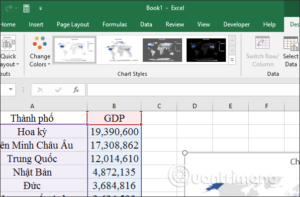 How to draw a map chart on Excel Picture 4