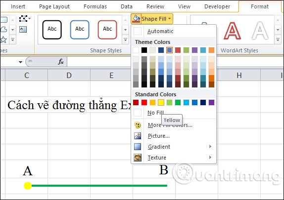 Picture 14 of How to draw a straight line, draw an arrow in Excel