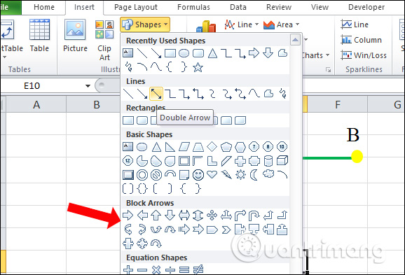 Picture 22 of How to draw a straight line, draw an arrow in Excel