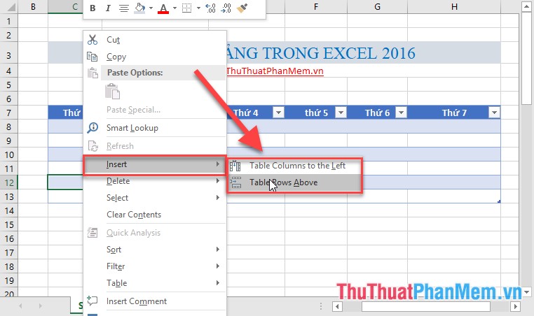 How to draw a table - Add, edit, and delete column rows in a table in Excel 2016 Picture 10