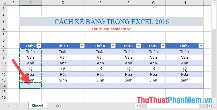 How to draw a table - Add, edit, and delete column rows in a table in Excel 2016 Picture 9