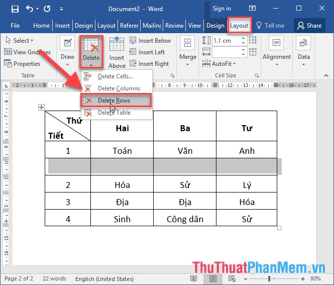 how to insert a table in word 2016