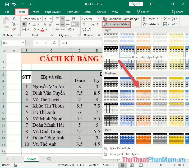 How to draw a table in Excel - TipsMake.com