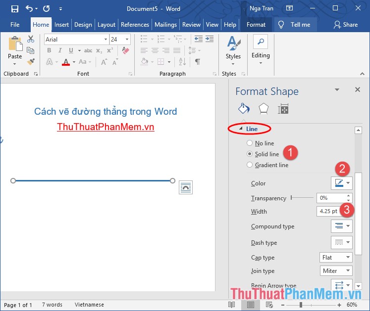 How to draw straight lines and lines in Word 2019, 2016, 2013, 2010 and 2007 Picture 5