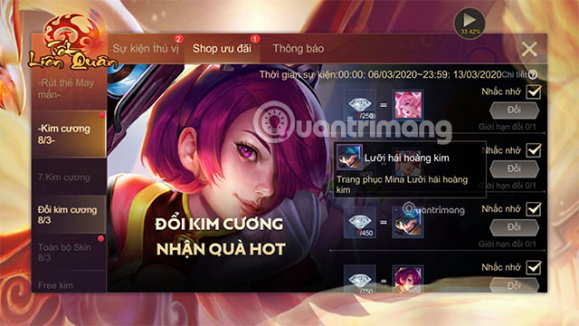 How to earn Lien Lien diamonds and exchange diamonds for costumes Picture 2