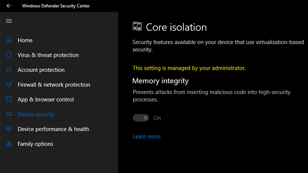 How to enable Core isolation protection on Windows 10 April 2018 ...