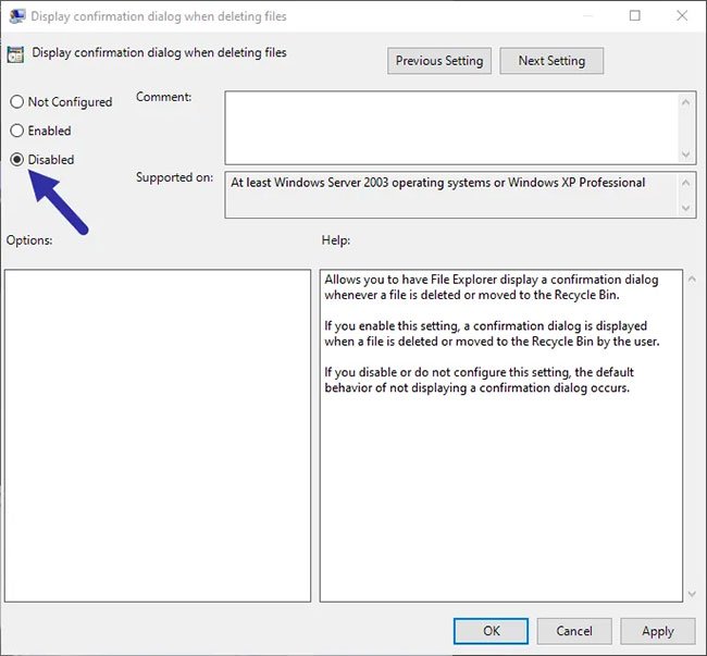 How to enable / disable the delete delete confirmation dialog box Picture 3