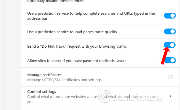 How to enable Do Not Track mode on the browser Picture 13