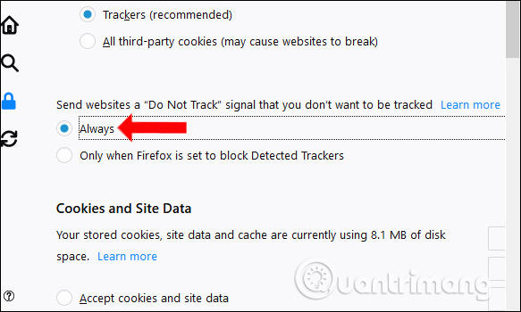 How to enable Do Not Track mode on the browser Picture 7