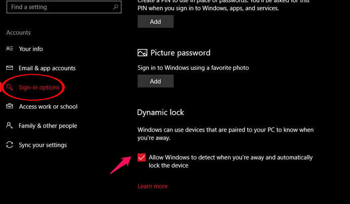 How to enable Dynamic Lock in Windows 10 Creators Update Picture 16