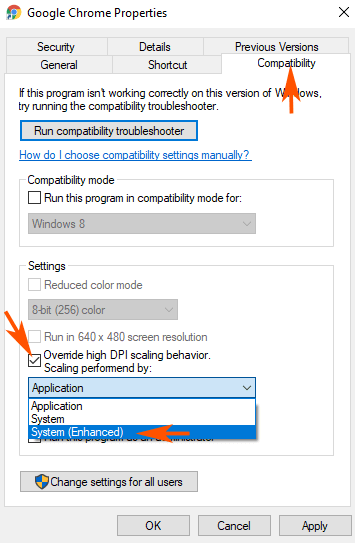 How to enable High-DPI support for Windows 10 applications Picture 2