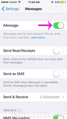 How to enable iMessage on iPhone? Picture 2