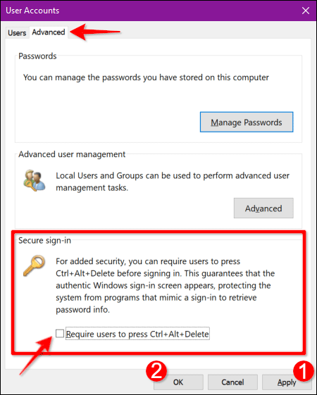 Picture 2 of How to enable or disable Secure Sign-In on Windows 10