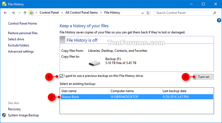 How To Enable Or Disable The File History Feature In Windows 10 ...