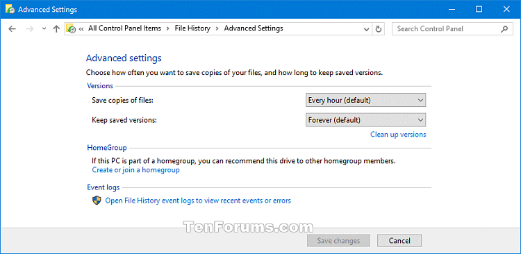 How to enable or disable the File History feature in Windows 10