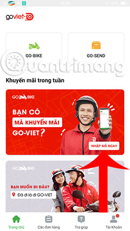 How to enter promotion code on Go viet Picture 1