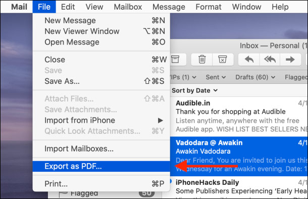 How to export emails from Mail to Note on Mac Picture 1